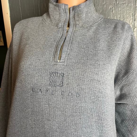 Cuffy’s Womens Gray Sweater XL Quarter Zip Nautical Cape Cod Comfy Warm Winter - Picture 2 of 6